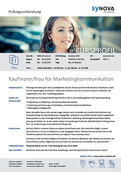 Kursprofil KMK Kaufmann Kauffrau Marketingkommunikation